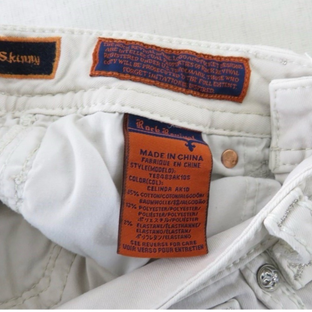 Rock Revival White and Orange Embroidered Jeans - Picture 7 of 8